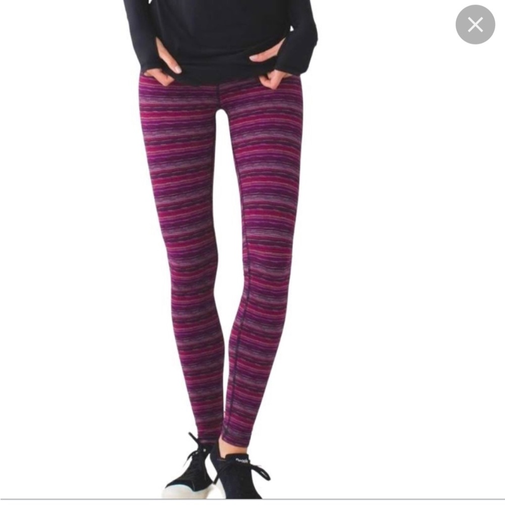Lululemon full length striped wunder under leggings size 8